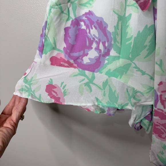 Lovers + Friends Revolve Jill Pastel Floral Print Flutter Sleeve Belted Romper - Picture 7 of 13